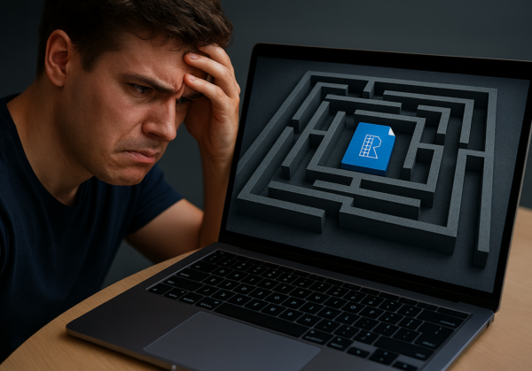 3D illustration of a frustrated BIM components 3D illustration of a frustrated BIM components
